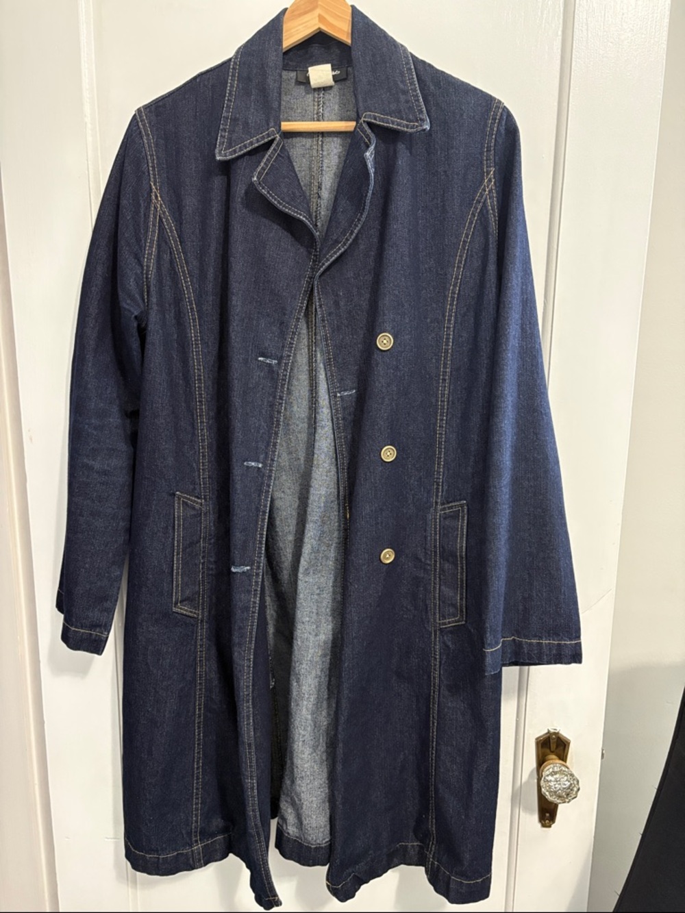 Vintage Dark Denim Trench Coat